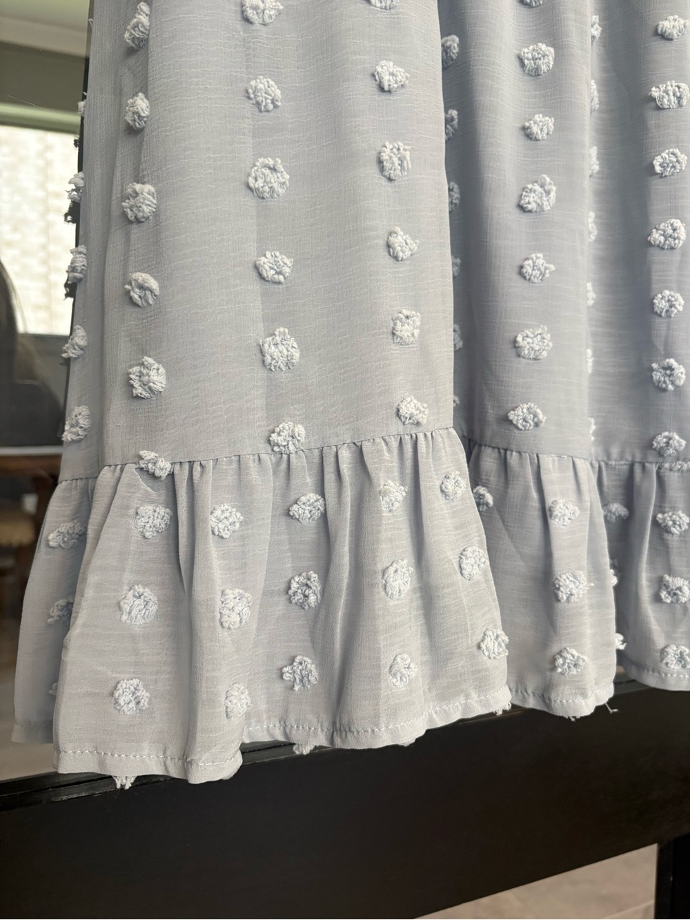 Blue Swiss Dot Smocked Babydoll Dress Cottagecore Mini Dress - L - Picture 4 of 9